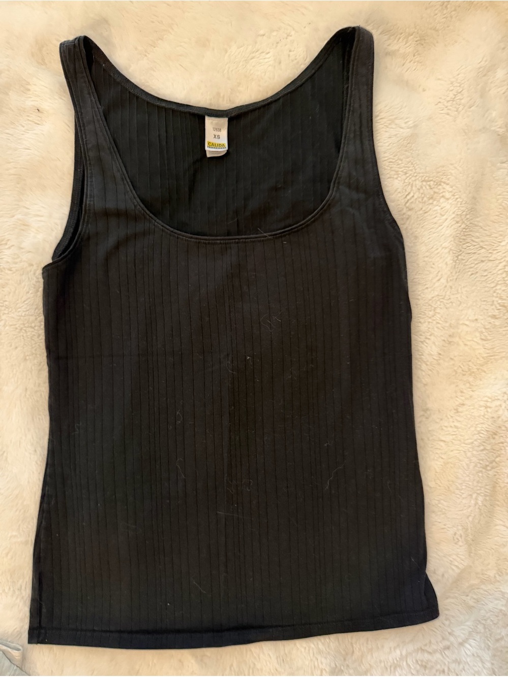 Calida Classic Black Ribbed Tank Top - Women
